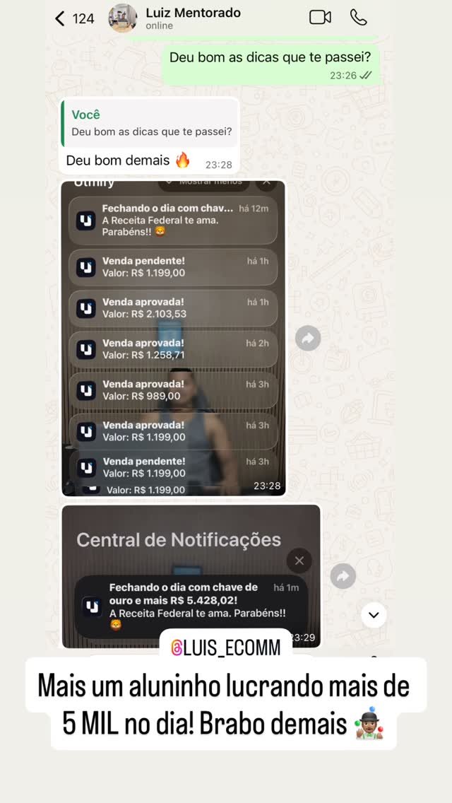 Print de aluno lucrando mais de 5 mil no dia